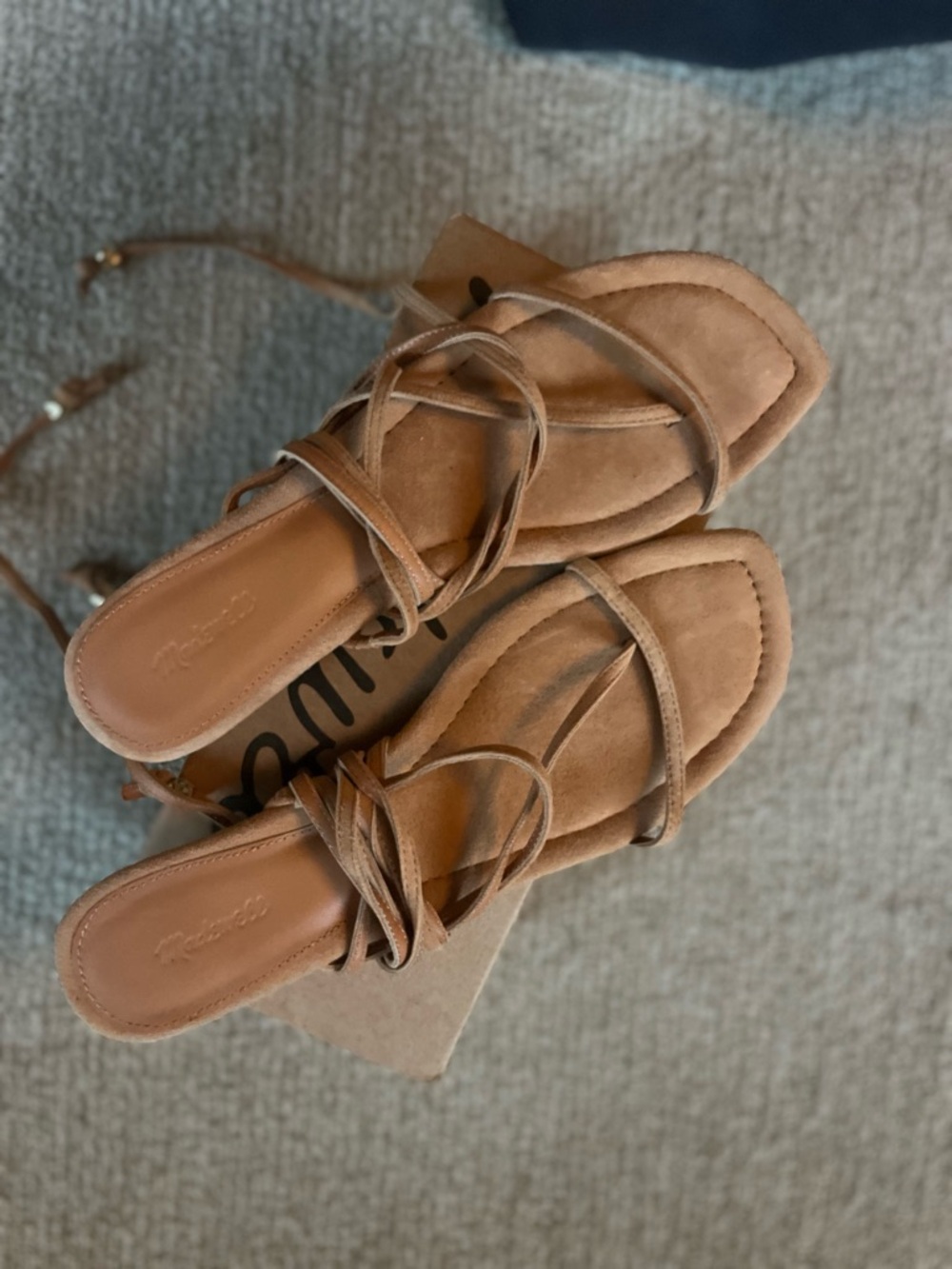Madewell Women’s Tan Lace-Up Suede Sandal
